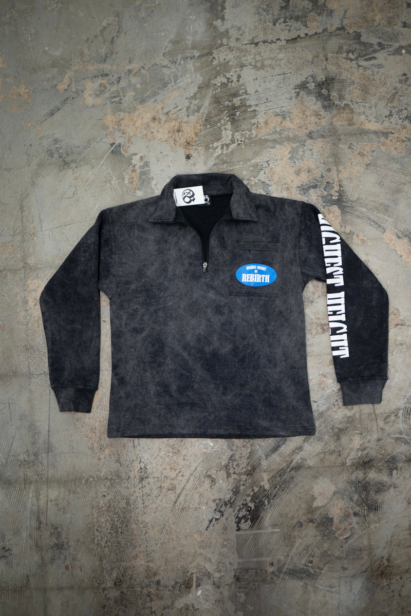 Highest Height – Acid Wash Quarter-Zip Sweater – Rebirth