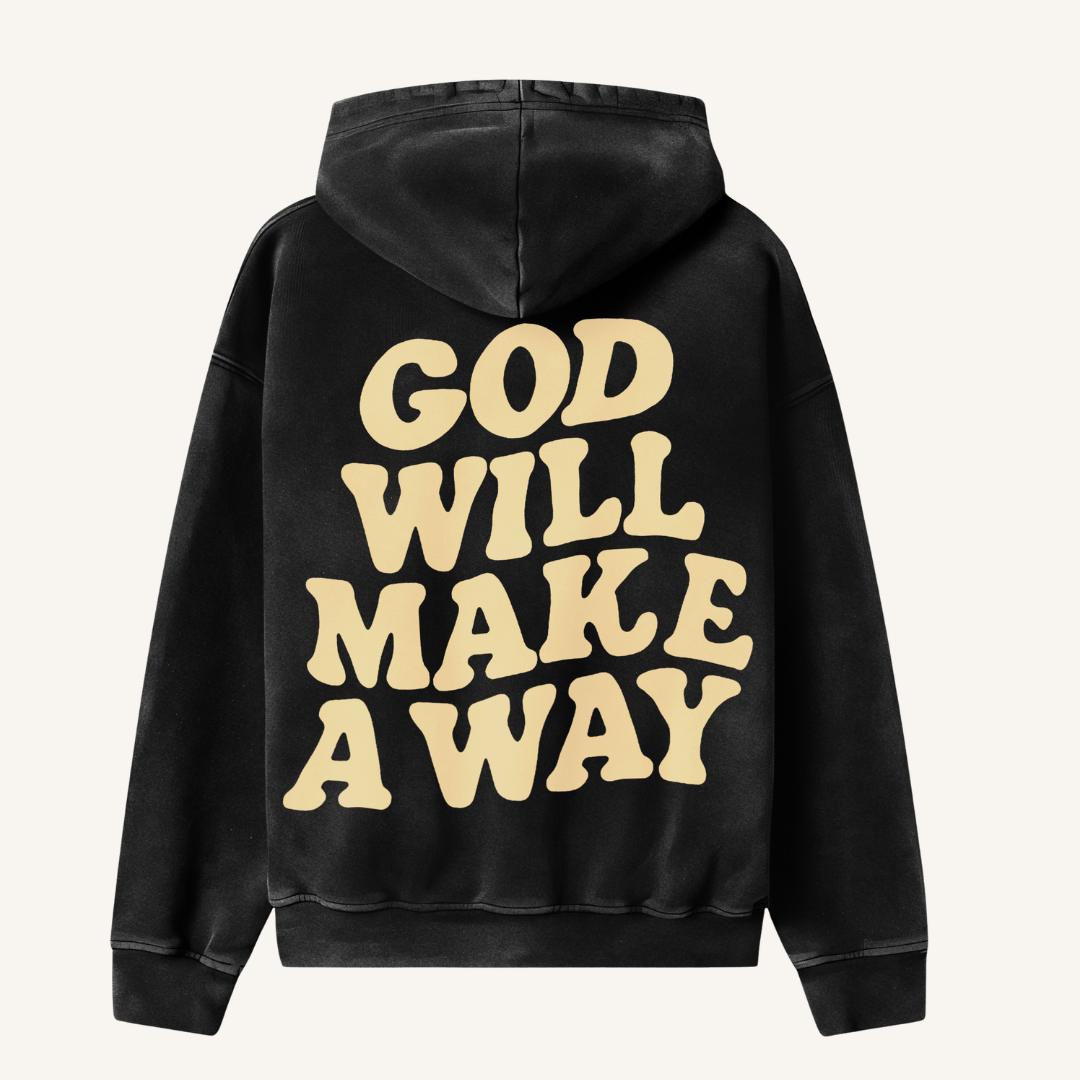 God Will Make a Way black puff print hoodie by REBIRTH