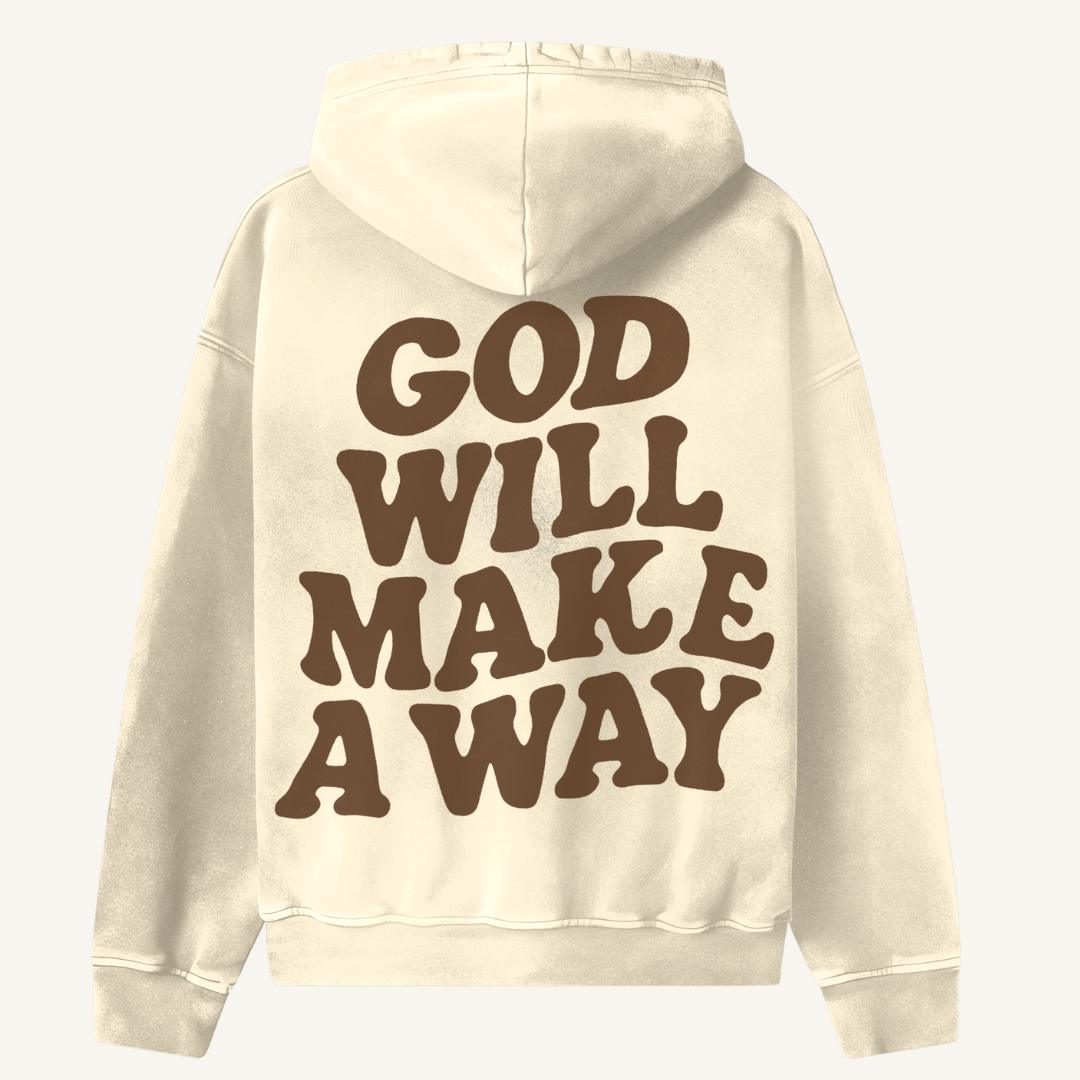 God Will Make a Way cream puff print hoodie by REBIRTH