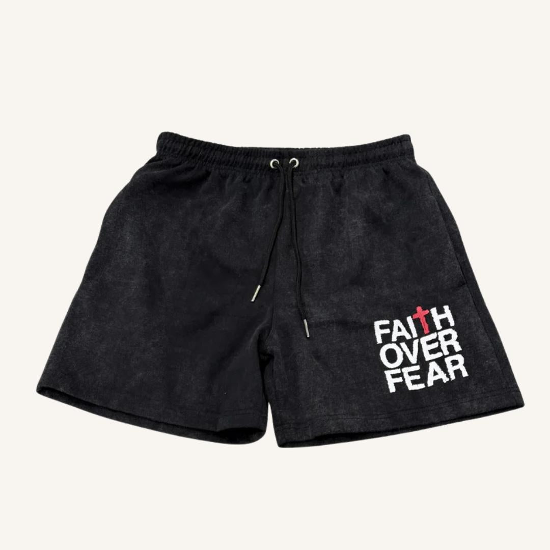 Faith Over Fear Christian shorts by REBIRTH