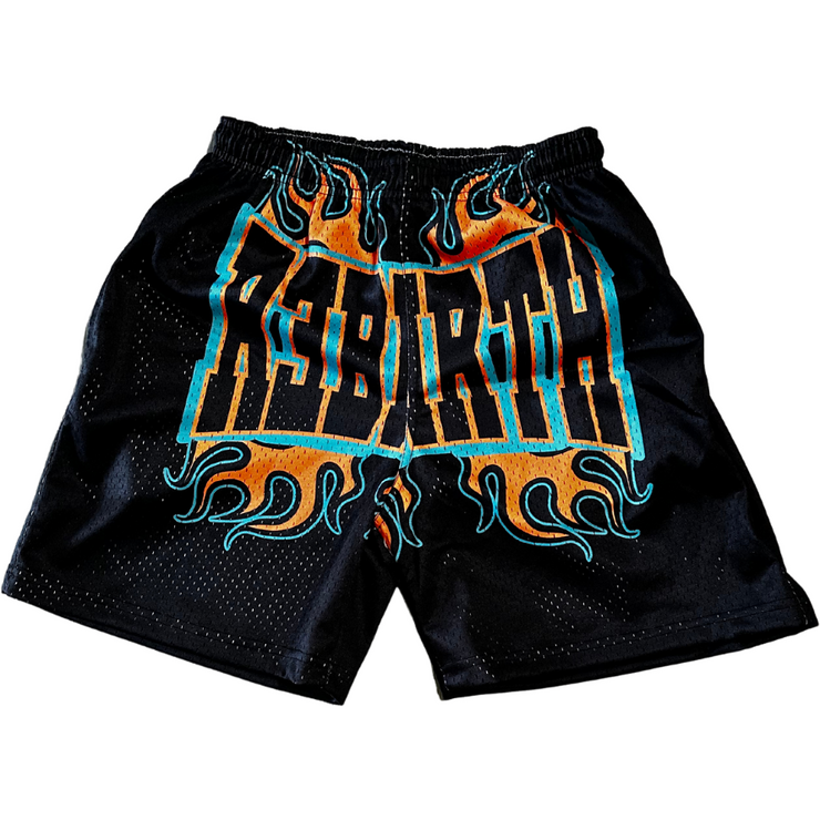 Rebirth  Mesh Shorts ( Black Flames)