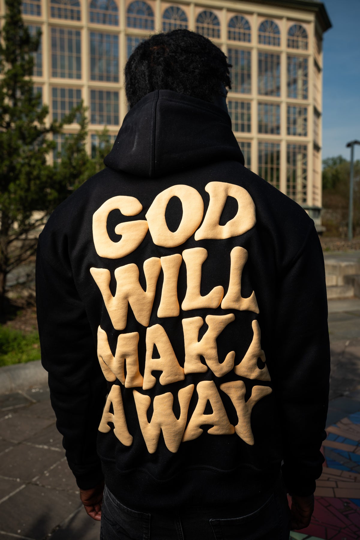 God Will Make a Way Black Puff Print Hoodie