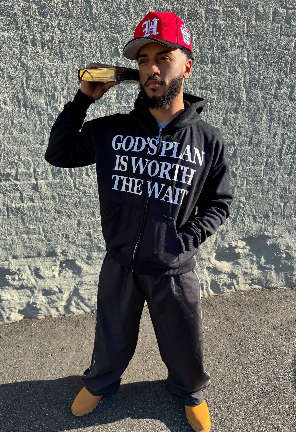 God's Plan Is Worth the Wait Black Zip Hoodie testimony photo